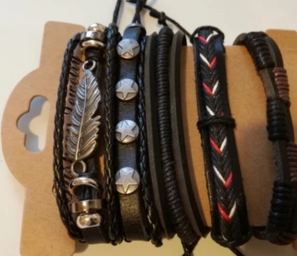 Leather Leaf Feather Multilayer Leather cuff - Picture 5 of 5